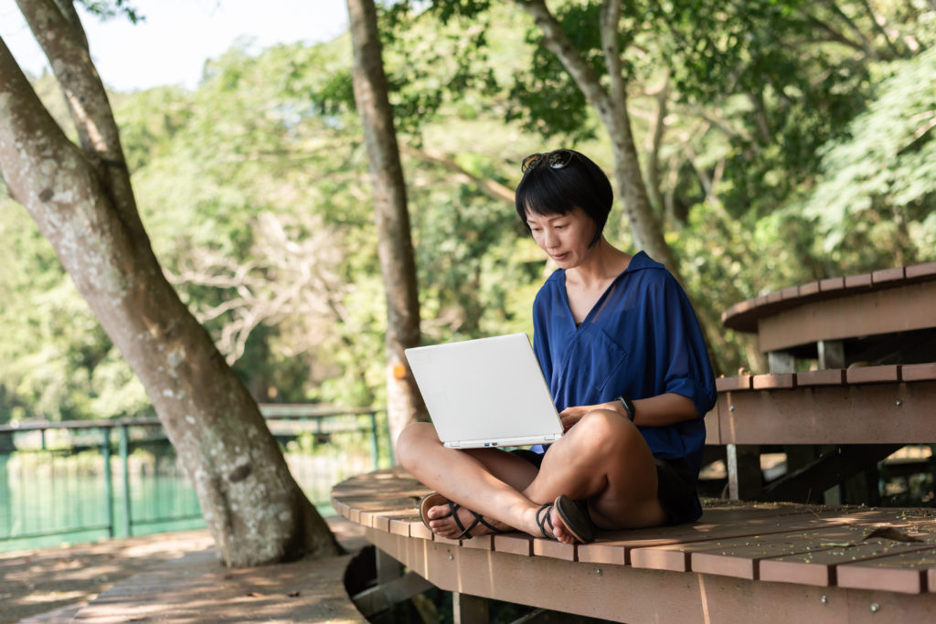 woman working at outdoor